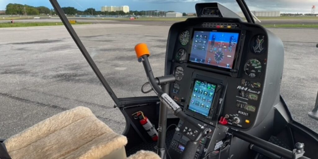 Helicopter front seat view