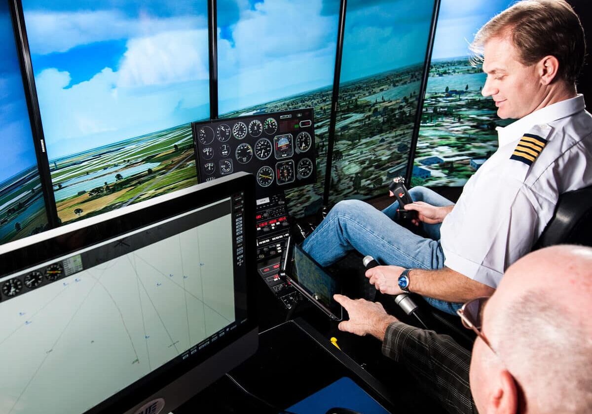 Man Practice Elite Helicopter Simulator